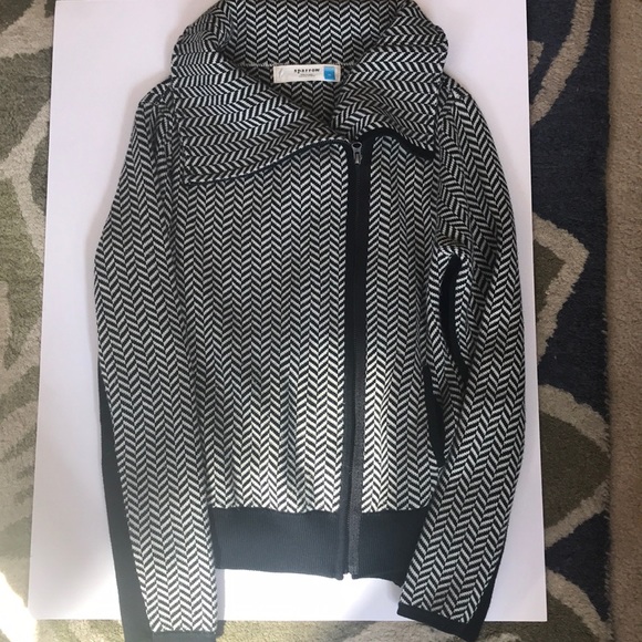 Anthropologie Sparrow Black and White Sweater Jacket M - Picture 1 of 4